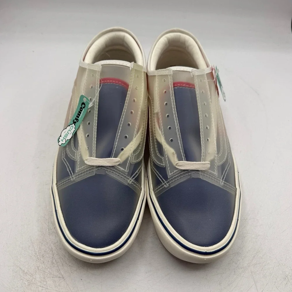 VANS ComfyCush Slip-Skool Shoes Mens 8 Womens 9.5 Navy Blue/Red Low Top Sneakers